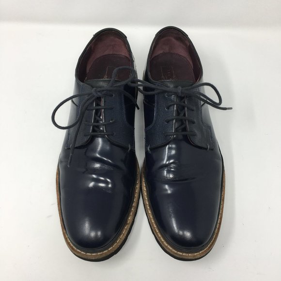 Ted Baker Mens Size 9 OKTIBR Derby Shoes Navy Blue Leather main image 9